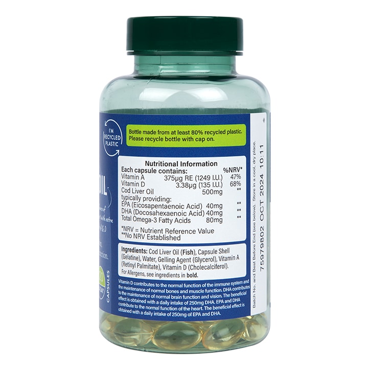 Holland & Barrett Pure Cod Liver Oil 500mg 120 Capsules